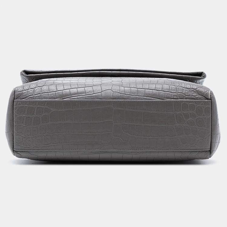 Pre Owned Saint Laurent Paris Medium Croc Embossed Calfskin Monogram West Hollywood Crossbody