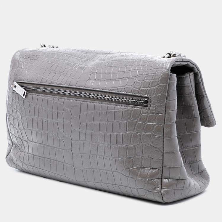 Pre Owned Saint Laurent Paris Medium Croc Embossed Calfskin Monogram West Hollywood Crossbody