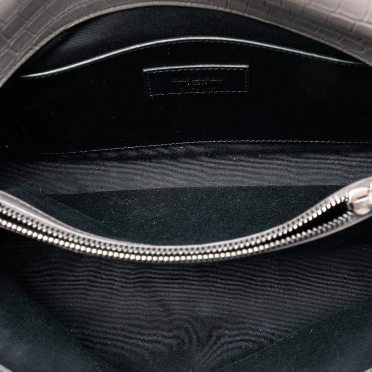 Pre Owned Saint Laurent Paris Medium Croc Embossed Calfskin Monogram West Hollywood Crossbody