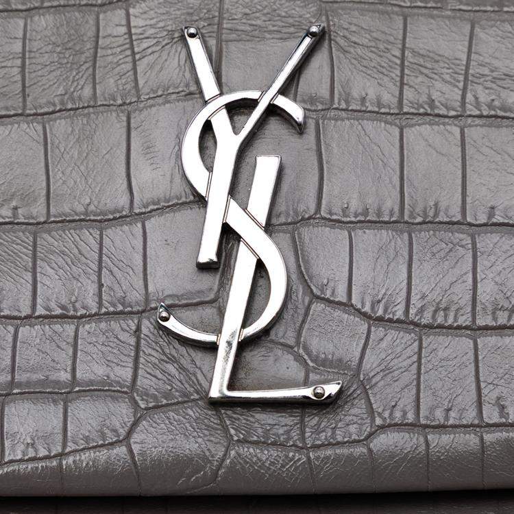 Pre Owned Saint Laurent Paris Medium Croc Embossed Calfskin Monogram West Hollywood Crossbody