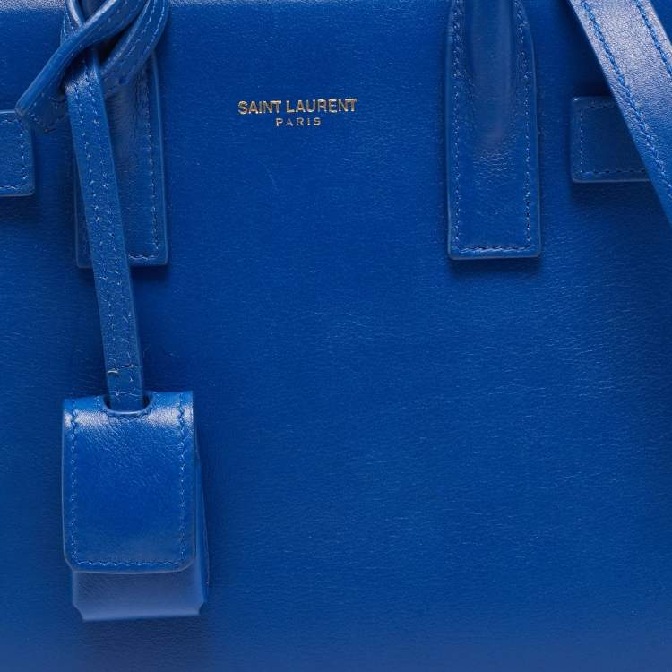 Pre Owned Saint Laurent Classic Sac De Jour Nano Blue Leather Tote