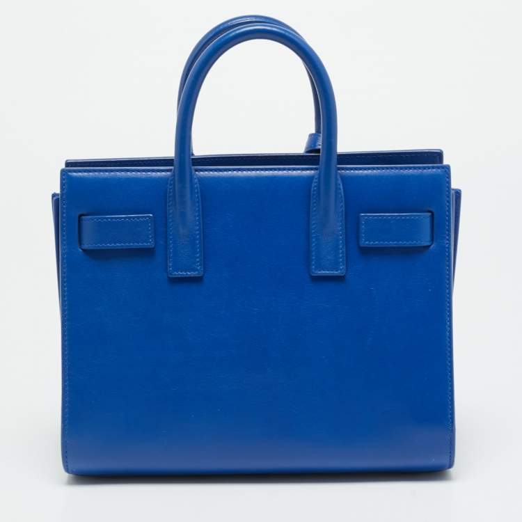 Pre Owned Saint Laurent Classic Sac De Jour Nano Blue Leather Tote