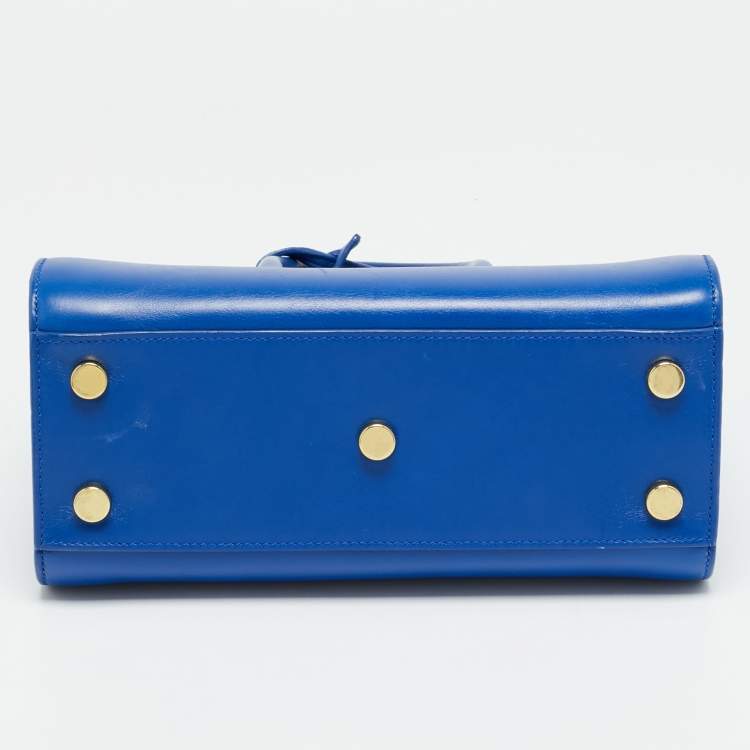 Pre Owned Saint Laurent Classic Sac De Jour Nano Blue Leather Tote