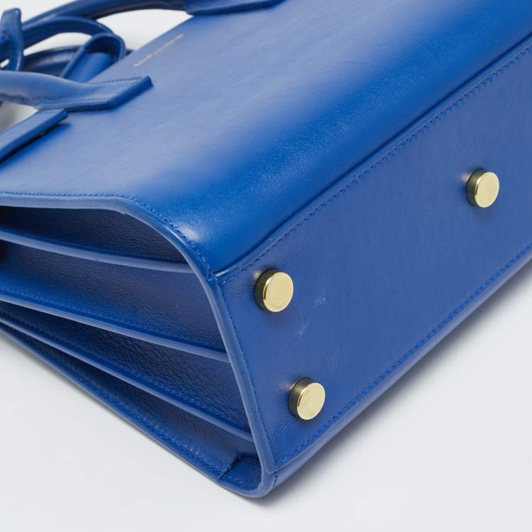 Pre Owned Saint Laurent Classic Sac De Jour Nano Blue Leather Tote
