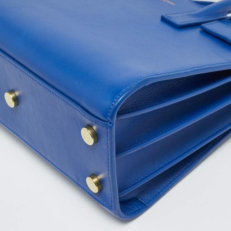 Pre Owned Saint Laurent Classic Sac De Jour Nano Blue Leather Tote