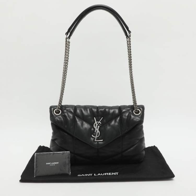 Pre Owned Saint Laurent Puffer Small Black Quilted Leather Chain Shoulder Bag