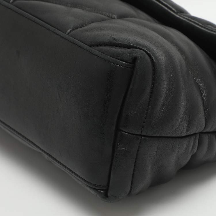 Pre Owned Saint Laurent Puffer Small Black Quilted Leather Chain Shoulder Bag