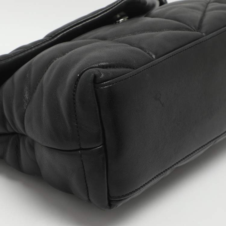 Pre Owned Saint Laurent Puffer Small Black Quilted Leather Chain Shoulder Bag