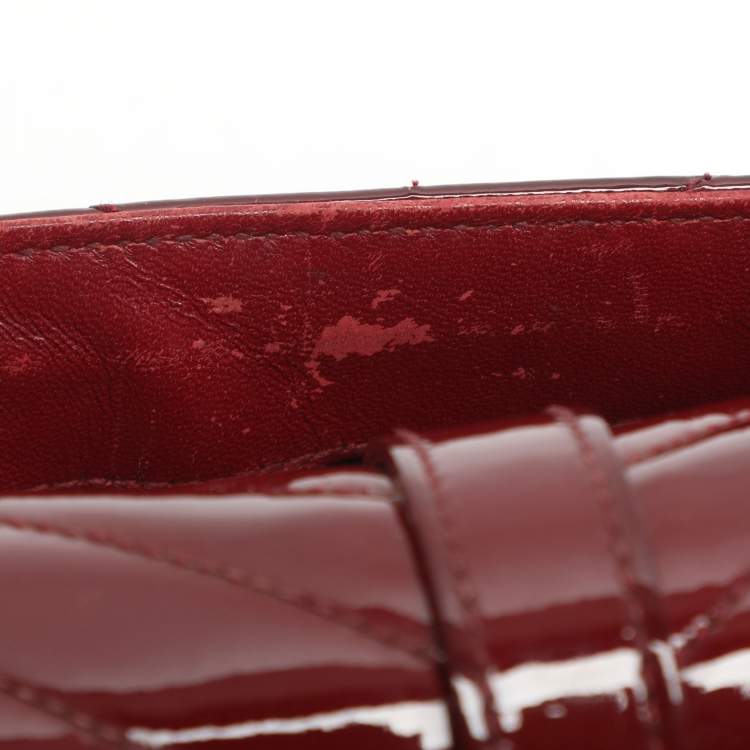 Pre Owned Saint Laurent Cassandre Medium Burgundy Matelassé Leather Flap Bag