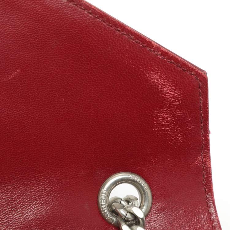 Pre Owned Saint Laurent Cassandre Medium Burgundy Matelassé Leather Flap Bag