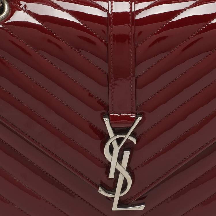 Pre Owned Saint Laurent Cassandre Medium Burgundy Matelassé Leather Flap Bag