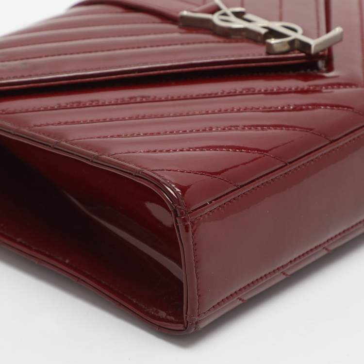 Pre Owned Saint Laurent Cassandre Medium Burgundy Matelassé Leather Flap Bag