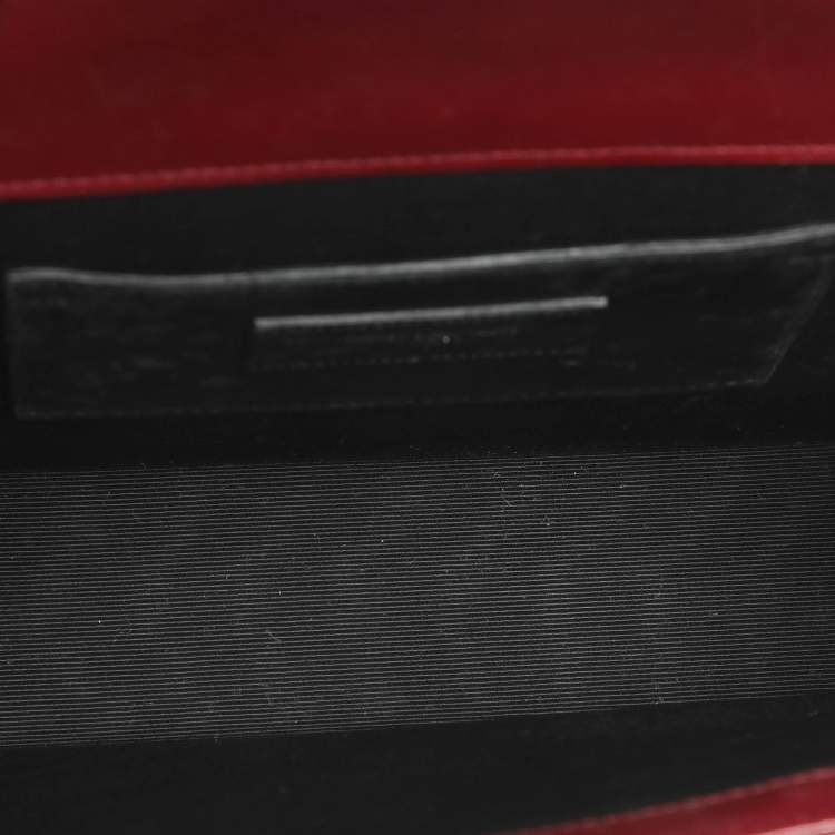 Pre Owned Saint Laurent Cassandre Medium Burgundy Matelassé Leather Flap Bag