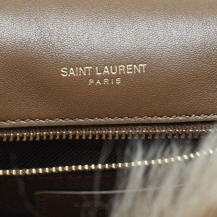 Pre Owned Saint Laurent Niki Large Beige Fur Shoulder Bag