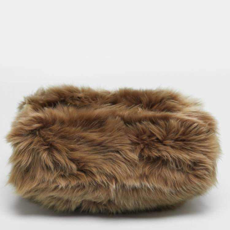 Pre Owned Saint Laurent Niki Large Beige Fur Shoulder Bag