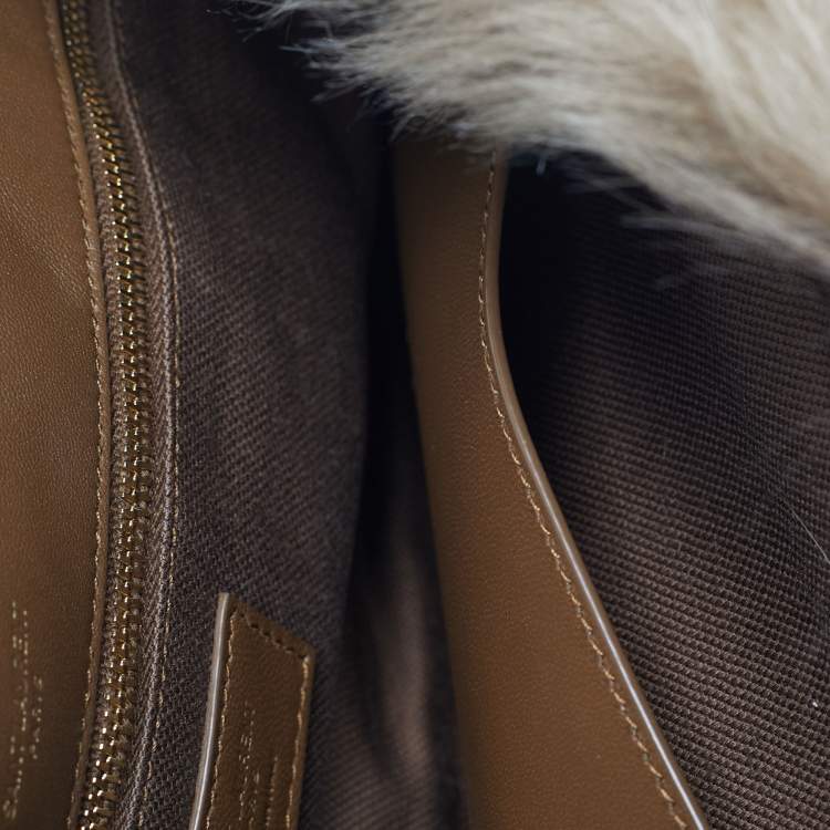 Pre Owned Saint Laurent Niki Large Beige Fur Shoulder Bag