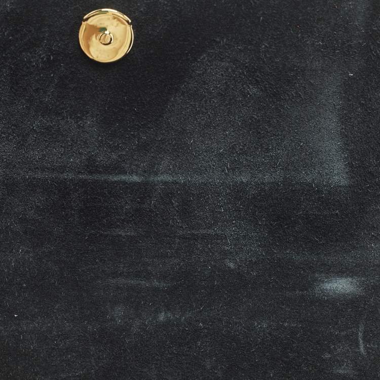 Pre Owned Saint Laurent Sunset Small Gold Lizard Embossed Leather Shoulder Bag