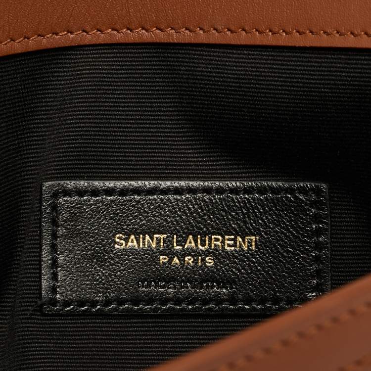 Pre Owned Saint Laurent Uptown Brown/Natural Canvas Pouch