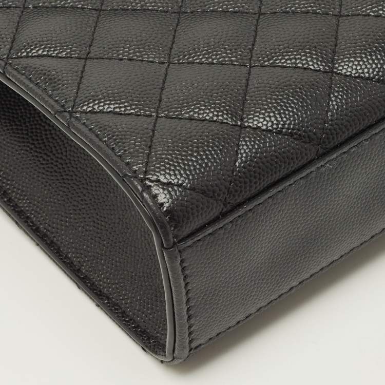 Pre Owned Saint Laurent Envelope Medium Black Mix Matelassé Leather Chain Bag