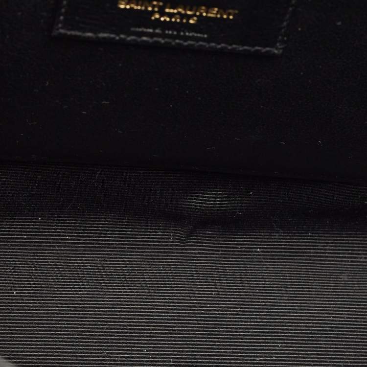 Pre Owned Saint Laurent Envelope Medium Black Mix Matelassé Leather Chain Bag