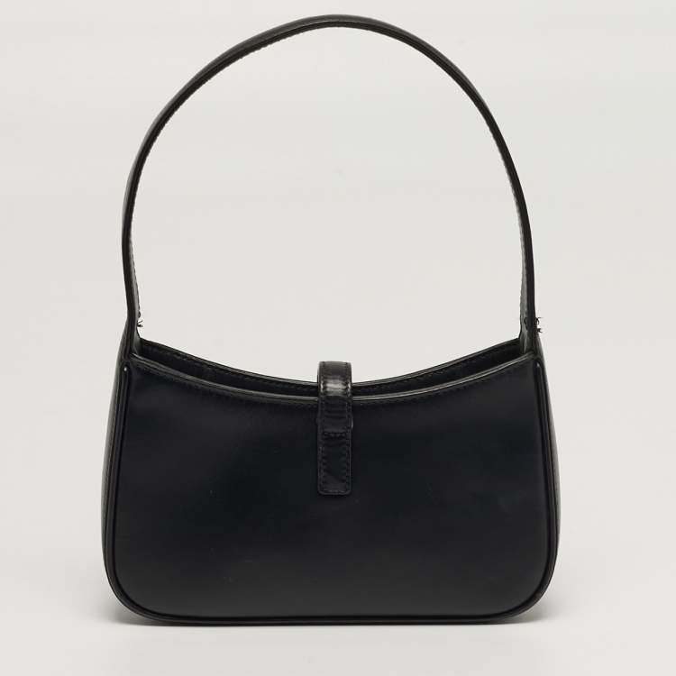 Pre Owned Saint Laurent LE 5 À 7 Mini Black Leather Shoulder Bag