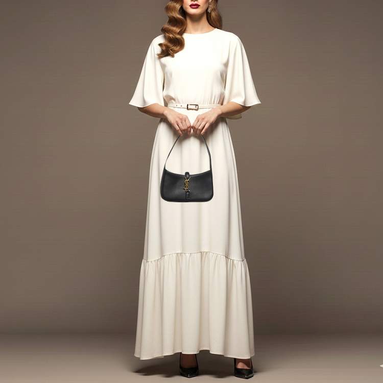 Pre Owned Saint Laurent LE 5 À 7 Mini Black Leather Shoulder Bag