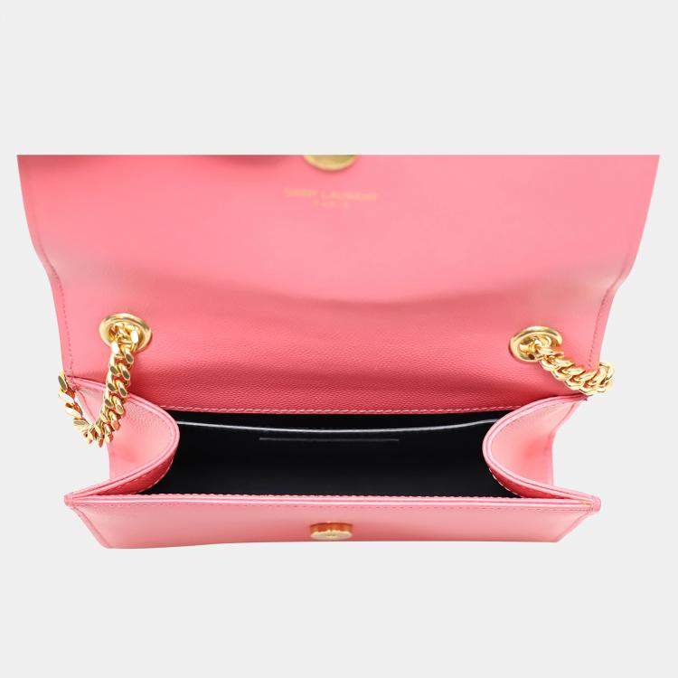 Pre Owned Saint Laurent Paris Kate Small Pink Leather Chain Shoulder Bag