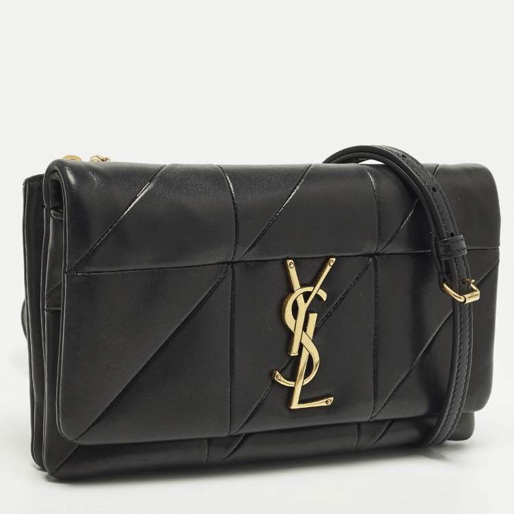 Pre Owned Saint Laurent Jamie Black Quilted Leather Wallet On Chain