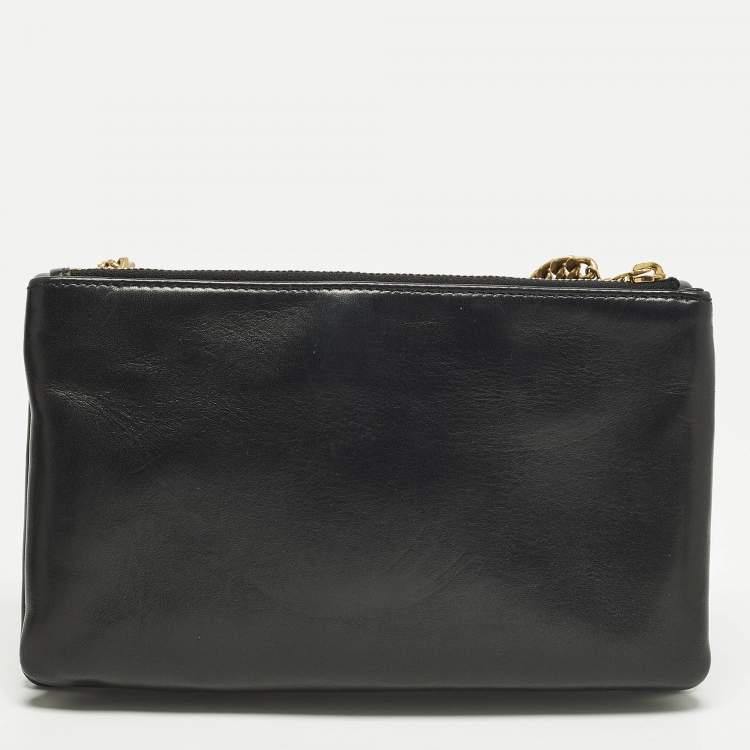 Pre Owned Saint Laurent Jamie Black Quilted Leather Wallet On Chain