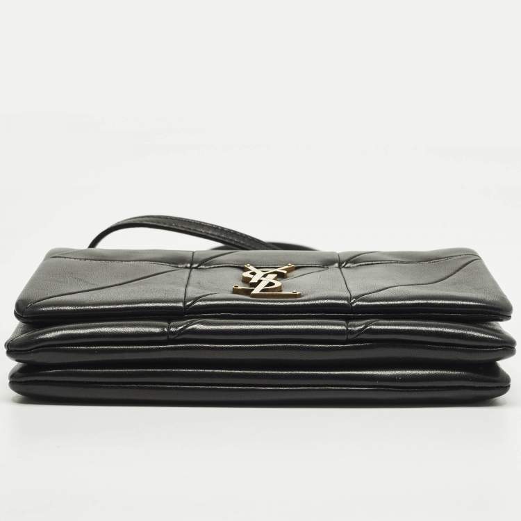 Pre Owned Saint Laurent Jamie Black Quilted Leather Wallet On Chain