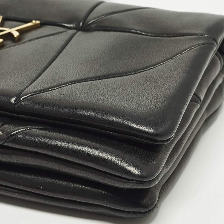 Pre Owned Saint Laurent Jamie Black Quilted Leather Wallet On Chain