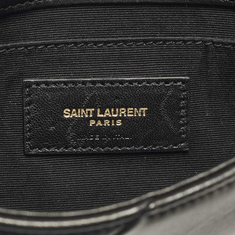Pre Owned Saint Laurent Jamie Black Quilted Leather Wallet On Chain