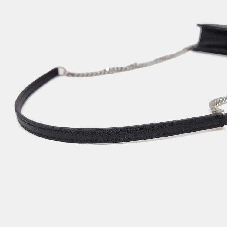 Pre Owned Saint Laurent Paris Black Leather Envelope Chain Shoulder Bag