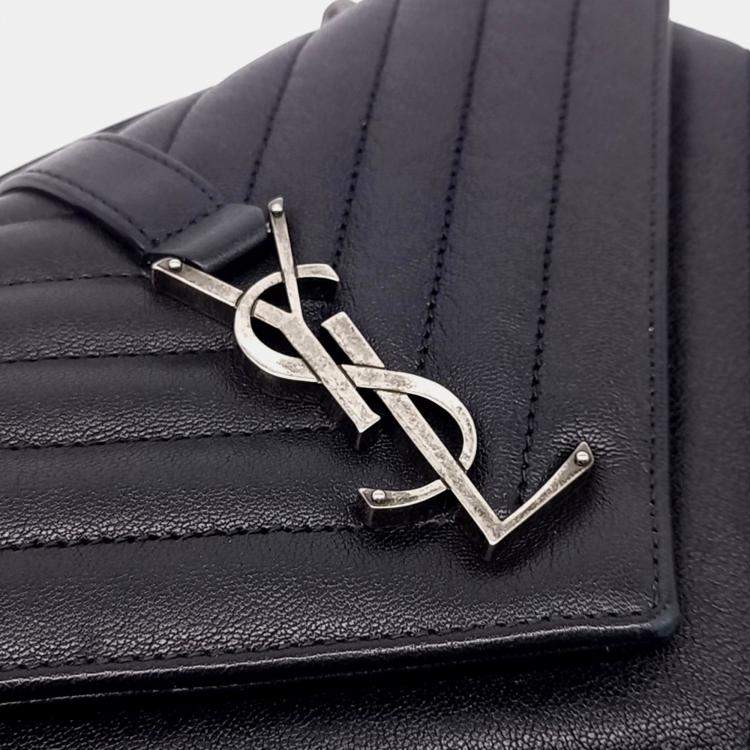 Pre Owned Saint Laurent Paris Black Leather Classic College Monogram Chain Bag