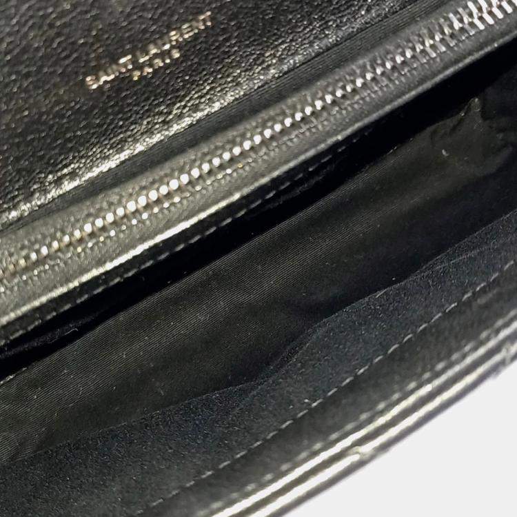 Pre Owned Saint Laurent Paris Black Leather Classic College Monogram Chain Bag