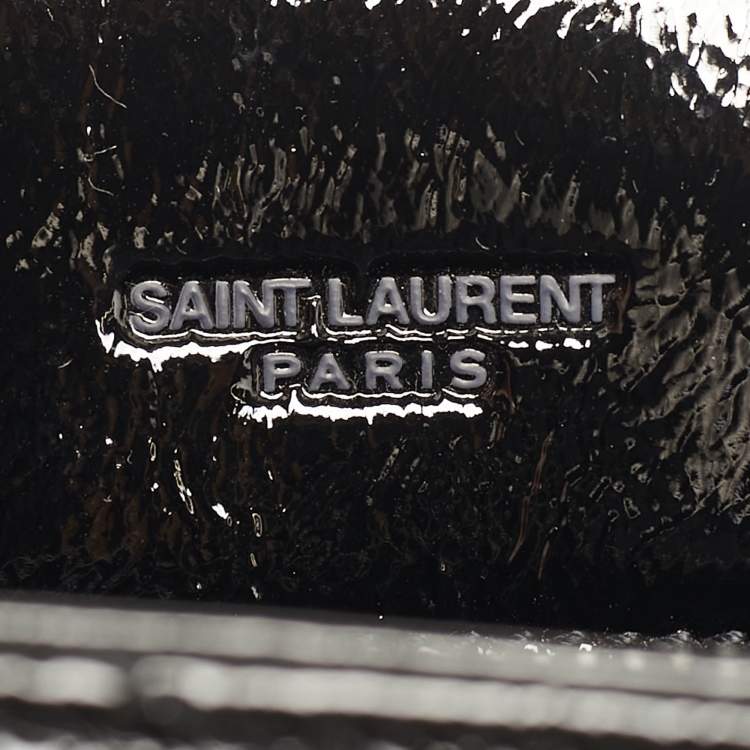 Pre Owned Saint Laurent LouLou Medium Black Matelassé Patent Leather Shoulder Bag