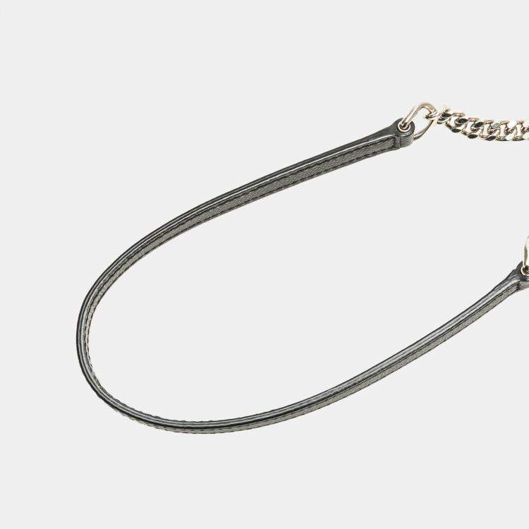 Pre Owned Saint Laurent Paris Black Grain De Poudre Matelasse Chevron Monogram Chain Wallet