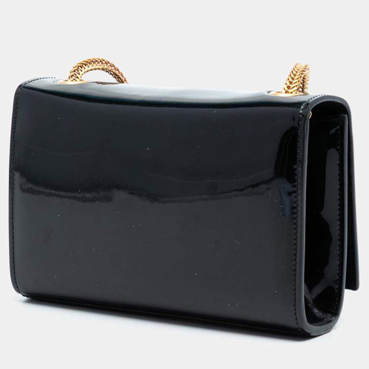 مملوكة مسبقًا Saint Laurent Paris Black Small Patent Monogram Kate Tassel Crossbody