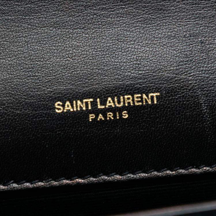 Pre Owned Saint Laurent Paris Blue Small Glitter Patent Kate Crossbody