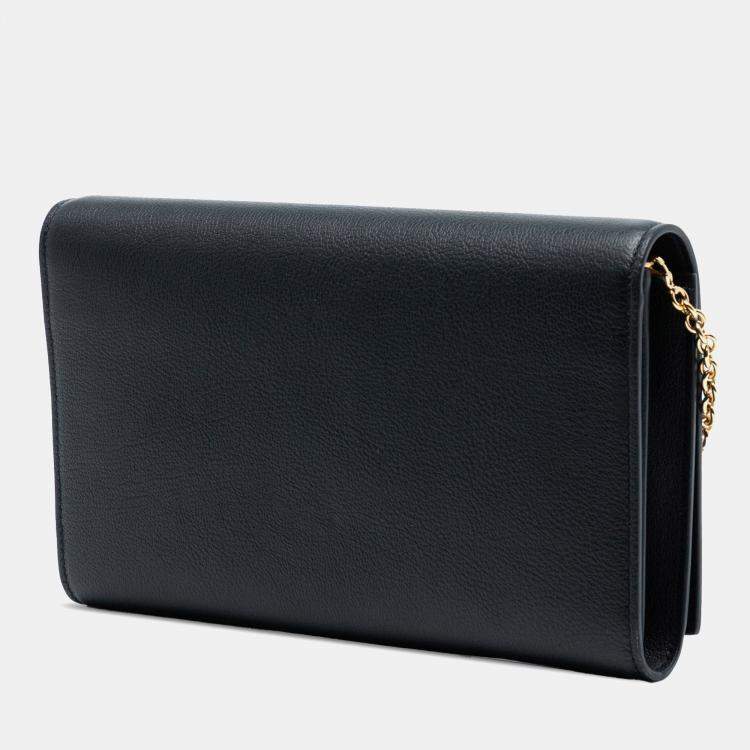 مملوكة مسبقًا Saint Laurent Paris Black Leather Belle de Jour Wallet on Chain
