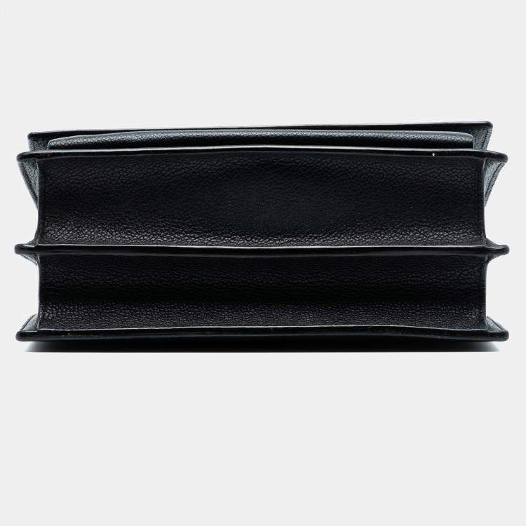 مملوكة مسبقًا Saint Laurent Paris Black Medium Grained Calfskin Monogram Sunset Crossbody