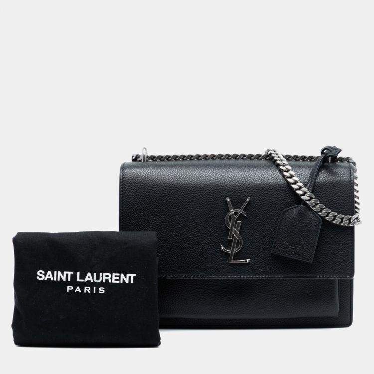 مملوكة مسبقًا Saint Laurent Paris Black Medium Grained Calfskin Monogram Sunset Crossbody