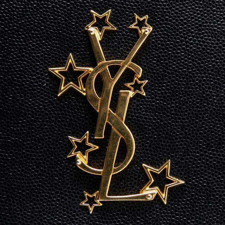مملوكة مسبقًا Saint Laurent Paris Black Grain De Poudre Star Monogram Wallet On Chain
