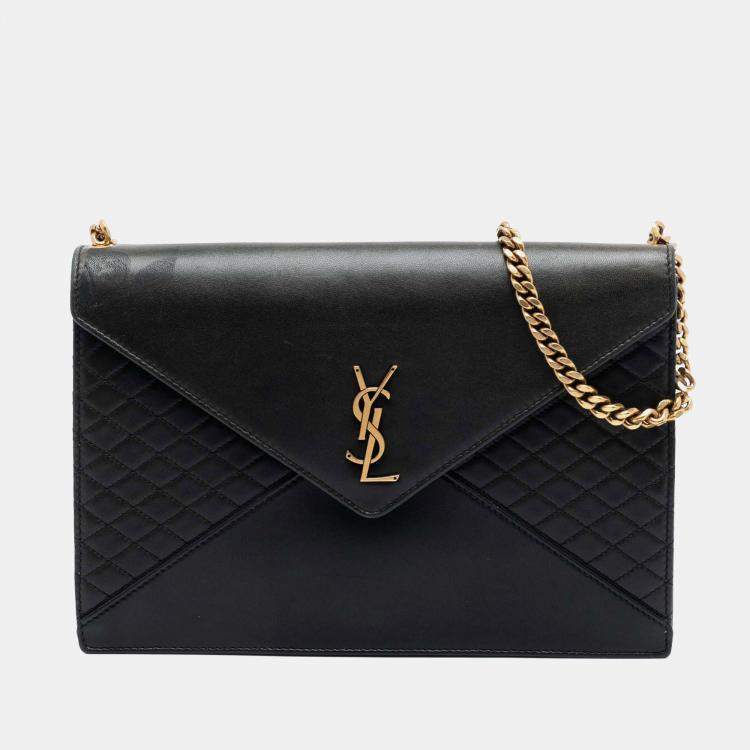 مملوكة مسبقًا Saint Laurent Paris Black Quilted Lambskin Monogram Gaby Shoulder Bag