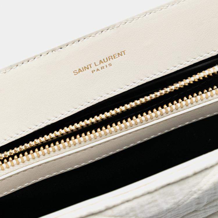 Pre Owned Saint Laurent Paris White Small Jersey Loulou Puffer Shoulder Bag