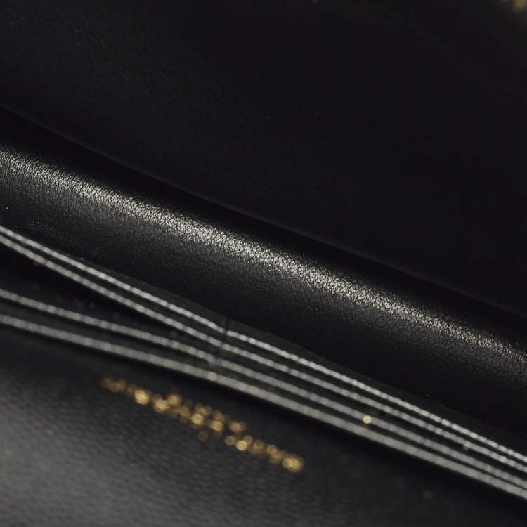 Pre Owned Saint Laurent Cassandre Black Quilted Leather Wallet On Chain