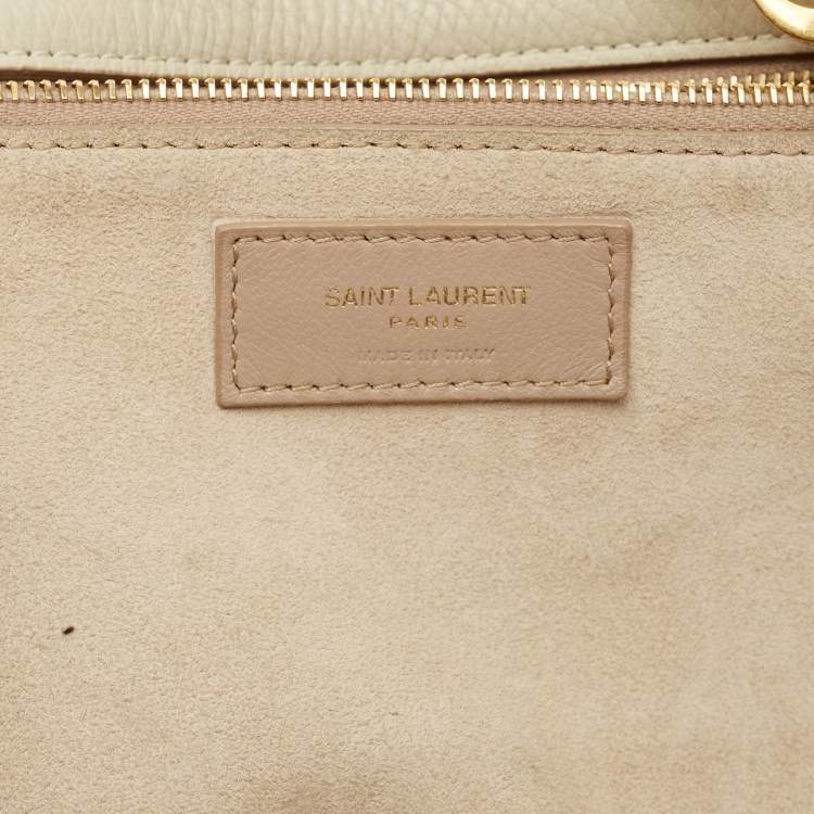 Pre Owned Saint Laurent LE 5 À 7 Bea Off White Leather Tote