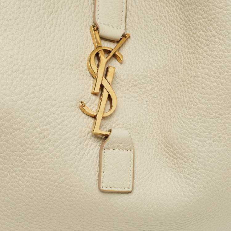 Pre Owned Saint Laurent LE 5 À 7 Bea Off White Leather Tote