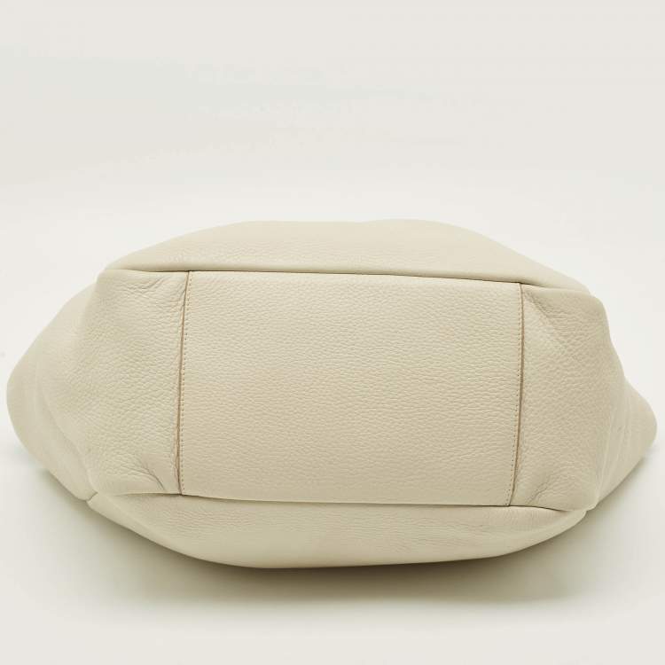 Pre Owned Saint Laurent LE 5 À 7 Bea Off White Leather Tote