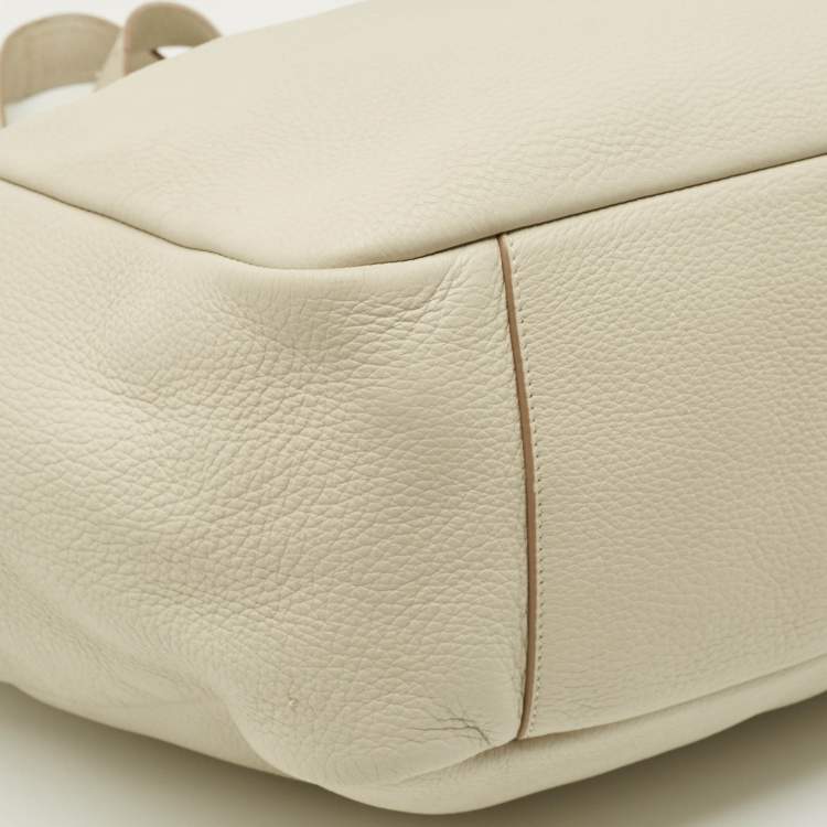 Pre Owned Saint Laurent LE 5 À 7 Bea Off White Leather Tote